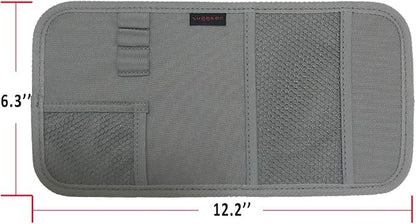 ZugGear Car Sun Visor Organizer, Auto Visor Holder Interior Accessories Pocket Organizer - Car Registration Holder Document Storage Pouch Pen holder - Grey