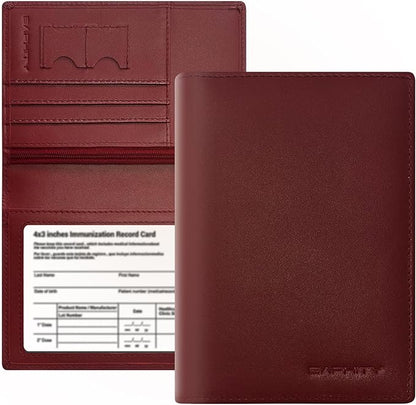 BAPHITY Genuine Leather RFID Blocking Passport Holder Wallet with Zipper Hidden Pocket,Luxury Cover for Women,Ideal Gift-Wine