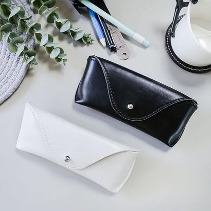 LogHog Portable Leather Glasses Case,Flexible Sunglasses Pouch Slim Case for Women Men Horizontal Eyeglass Case