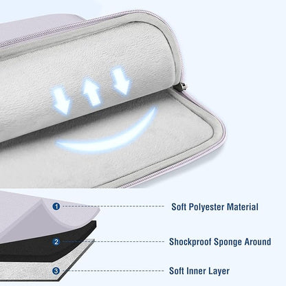MOSISO Laptop Case 14 inch, 14 inch Laptop Sleeve Compatible with HP Lenovo Dell ASUS Acer, HP Stream, Dell Latitude, Lenovo IdeaPad, Polyester Vertical Computer Sleeve Bag with Pocket, Dusty Lilac
