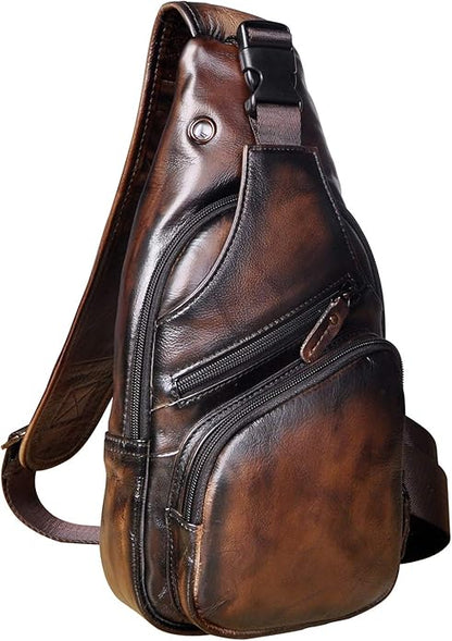 Le'aokuu Men Fashion Casual Tea Designer Travel Hiking Crossbody Chest Sling Bag Rig One Shoulder Strap Bag Men Leather 8015 | Fashion, Casual, Tea, Designer, Travel, Hiking