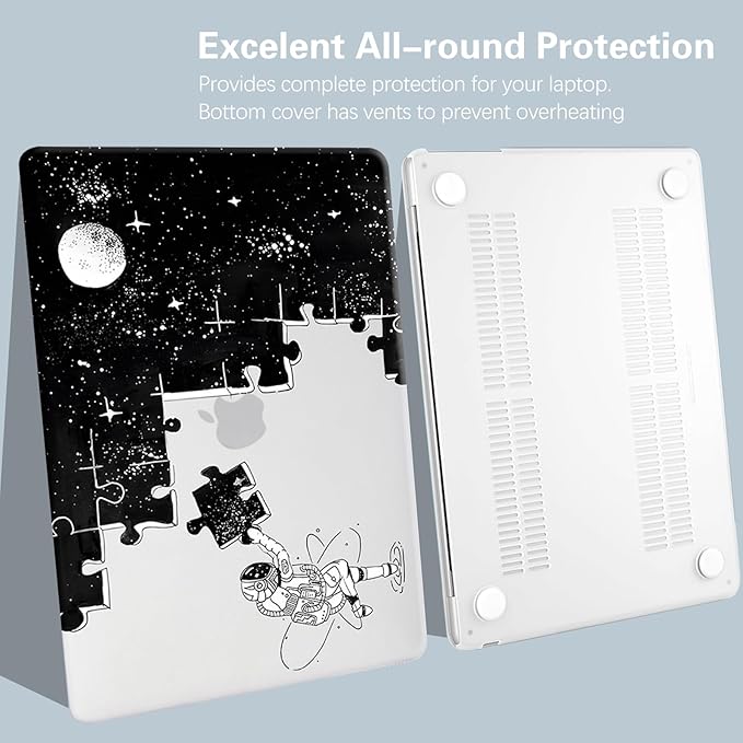 KEROM Compatible for MacBook Pro 13 Inch Case 2025 2024 2023 2022-2016 M2 M1 A2338 A2289 A2251 A2159 A1989 A1706 A1708, Cute Aesthetic Protective Plastic Hard Shell & Keyboard Cover, Space Puzzle