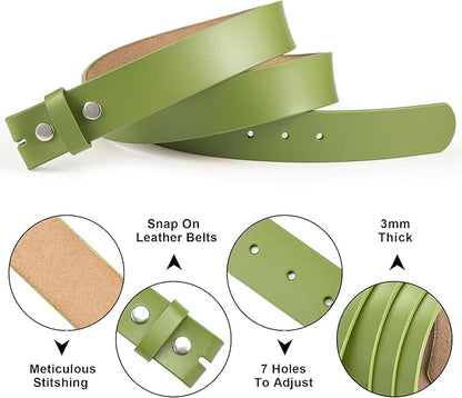 HJones Western Belts for Men without Buckle,Cowboy Belt Buckles for Men,1.5" Wide Genuine Leather Belt No Buckle