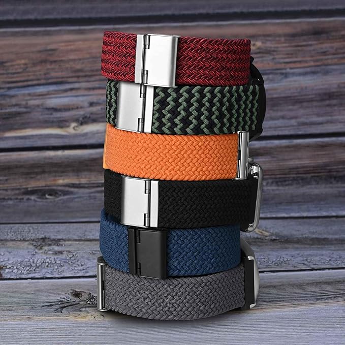 WOCCI 22mm Braided Nylon Watch Band for Men and Women, Quick Release, Silver Stainless Steel Buckle (Orange)
