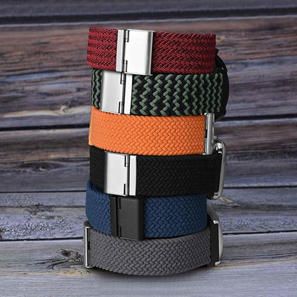 WOCCI 20mm Braided Nylon Watch Band for Men and Women, Quick Release, Silver Stainless Steel Buckle (Orange)