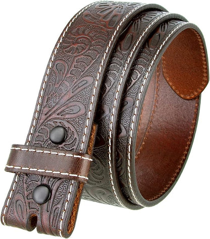 Genuine Full Grain Western Engraved Tooled Leather Strap or Belt 1-1/2" Wide