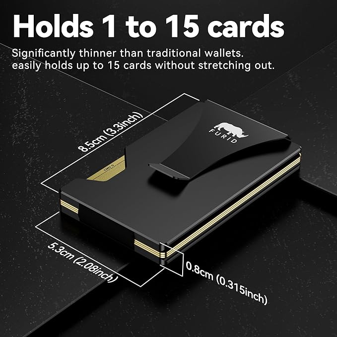 Card Wallet for Men Slim Minimalist: Metal Wallets with Money Clip - Rfid Thin Front Pocket Credit Card Holder - Gift for Men Husband Father at Anniversay Brithday