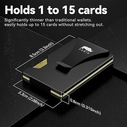 Card Wallet for Men Slim Minimalist: Metal Wallets with Money Clip - Rfid Thin Front Pocket Credit Card Holder - Gift for Men Husband Father at Anniversay Brithday