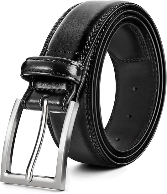 Mens Genuine Leather Dress Belt Classic Casual Belt with Single Prong Buckle for Jeans Pants Work and Business