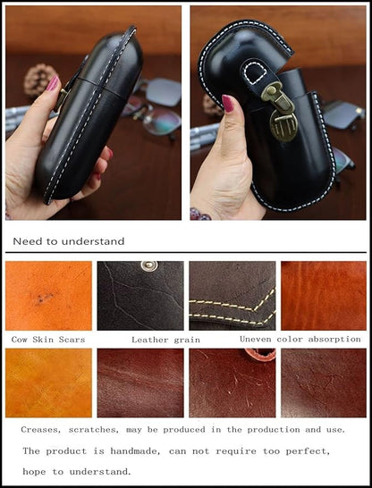 Leather Eyeglass Case Hard Shell Retro Men And Women Sunglasses Nearsighted Glasses Locking clasp Protection Box