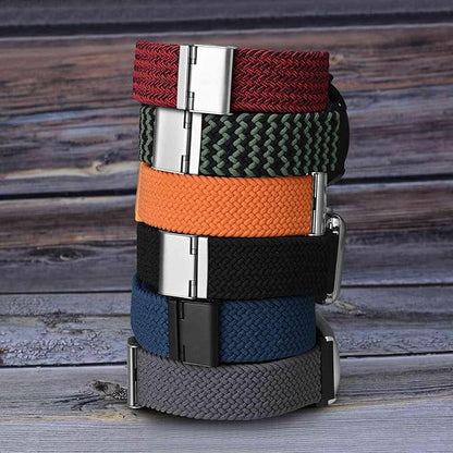 WOCCI 18mm Braided Nylon Watch Band for Men and Women, Quick Release, Black Stainless Steel Buckle (Khaki Green)