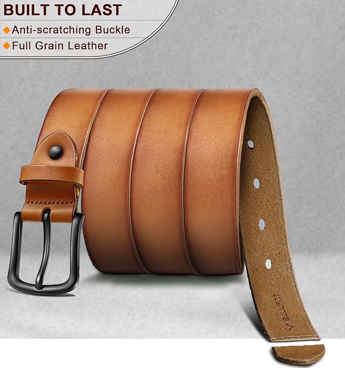 BULLIANT Men Belt Multi Pack,Leather Belt For Gift Men Golf Dress Casual Jean 7Holes 1 3/8"