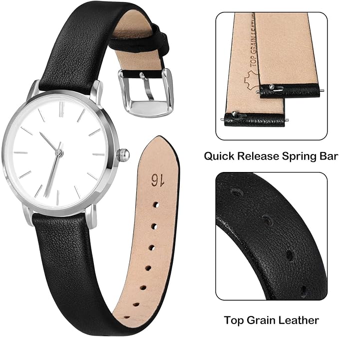 ANNEFIT Watch Bands for Men Women, Top Grain Leather Watch Strap with Quick Release, Band Width 12mm 13mm 14mm 16mm 18mm 20mm 22mm