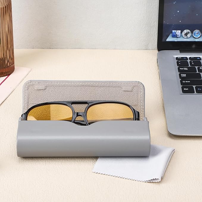 4Pack Glasses Case, Eyeglasses Case Hard Shell, Lightweight Portable Case for Sunglasses Eye Glasses Case with Cleaning Cloth Unisex