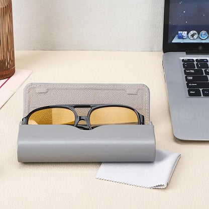 4Pack Glasses Case, Eyeglasses Case Hard Shell, Lightweight Portable Case for Sunglasses Eye Glasses Case with Cleaning Cloth Unisex