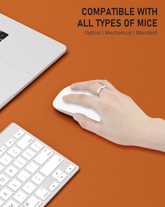 Desk Pad, 35.5" x 17" PU Leather Non-Slip Desk Mat Large Mouse Pad for Desktop, Waterproof Laptop Computer Writing Mat for Office, Home, Work, Gaming, Earthy Yellow