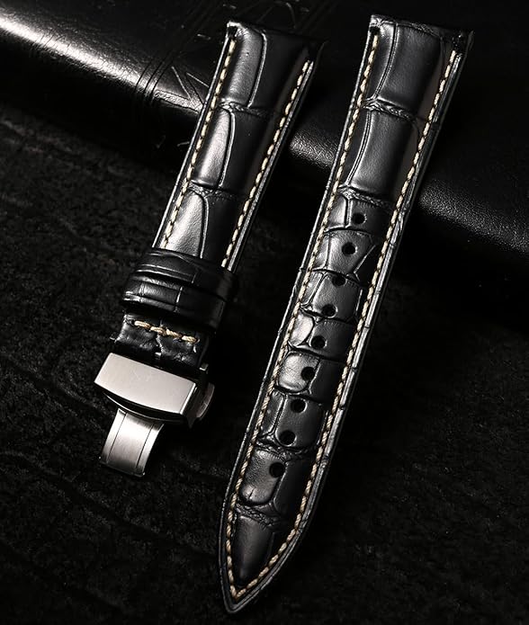 REZERO Leather Watch Bands for Men, Quick Release Watch Straps, Luxury Italian Alligator Grain Embossed Band Replacements 19mm 20mm 21mm 22mm