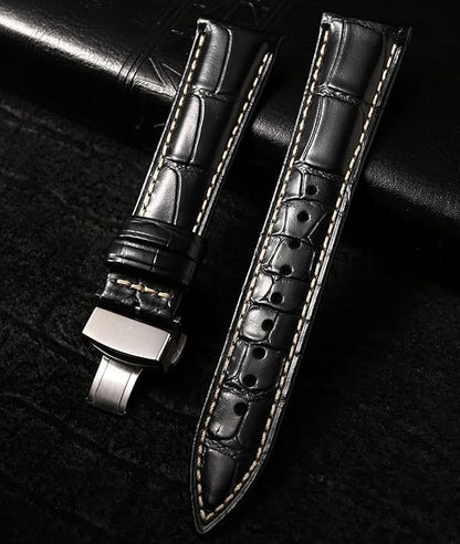 REZERO Leather Watch Bands for Men, Quick Release Watch Straps, Luxury Italian Alligator Grain Embossed Band Replacements 19mm 20mm 21mm 22mm