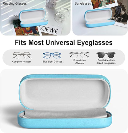 RayLove Glasses Case Hard Shell Eyeglass Case with Cleaning Cloth, PU Leather Protective Eye Glass Cases Fits Most Sunglasses