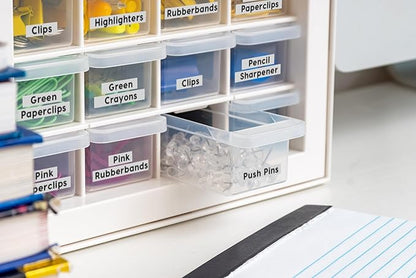 IRIS USA Small Plastic Storage Drawers, 16-Drawer Organizer, Made in USA, Stackable Teacher Toolbox for Crafts, Art Supplies, Nuts, Bolts, Building Bricks, Drink Mix & Water Flavor Packets – White