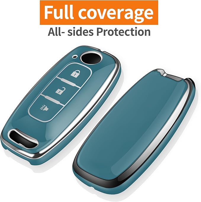 Sindeda for Nissan Key Fob Cover with Keychain Soft Full Protection Key Shell Key Case Compatible with 2023 2024 2025 Pathfinder Kicks Rouge(Storm Blue, 3 Buttons)