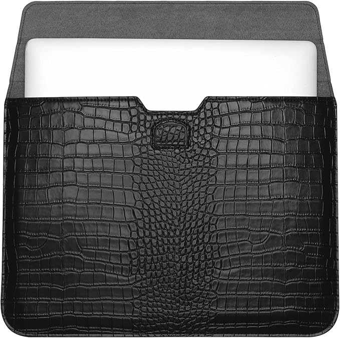 MOSISO Laptop Case 13 inch, 13 inch Laptop Sleeve Compatible with MacBook Neo 13 A18 Pro A3404 Air M4 M3 M2 M1 2026-2018 / Pro M2 M1 2026-2016, Crocodile Grain PU Leather Flap Case Bag, Black