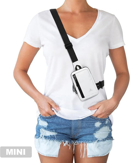 Peicees Small Crossbody Bag for Men Women Mini Sling Bag Travel Running Phone Daypack Cross Body Shoulder Bags, 2 Sizes, Mini White