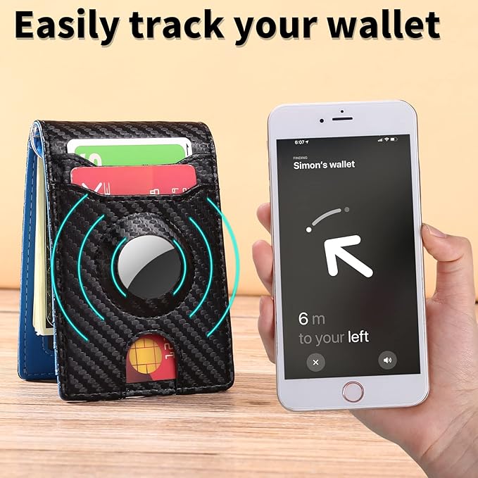 Wallets for Men Slim Leather Money Clip Mens - RFID Blocking Front Pocket Bifold Wallet Credit Card Holde