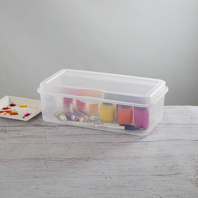 Sterilite 24-Pack Rectangular Large FlipTop, Clear Plastic Storage Box with Hinged Lid - Stackable Multipurpose Organizer for Art and Craft Supplies, Accessories, Photos & CDs, Home or Office Use