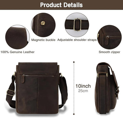 Jack&Chris Leather Messenger Bag for Men, Man Purse Crossbody Bags for Work Business