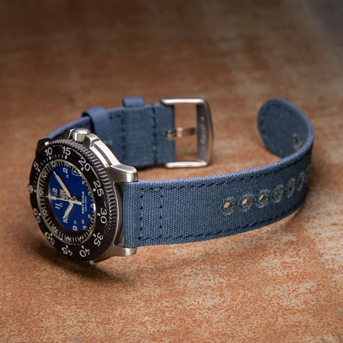 Archer Watch Straps - Canvas Quick Release Watch Bands (Classic Denim Blue, 22mm)
