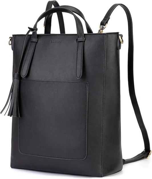 ECOSUSI Tote Bag Convertible Backpack for Women Vegan Leather Handbag Multifuction Shoulder Bag