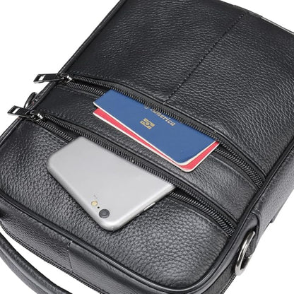 Hebetag Small Leather Sling Shoulder Bag Messenger Pack for Men Women Outdoor Travel Business
