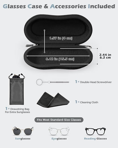 ProCase Sunglasses Case, Hard EVA Shell Shockproof Eyeglass Case for Men Women with Metal Hanging Hook and Velvet Lining, Travel Zipper Sport Glasses Holder Organizer for Gifts- Darkgrey