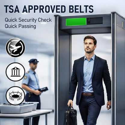 SANSTHS Mechanic Buckless Belts for Men, No Scratch Leather Work Belt Hook & Loop Tsa Belt for Technician Travel Gifts