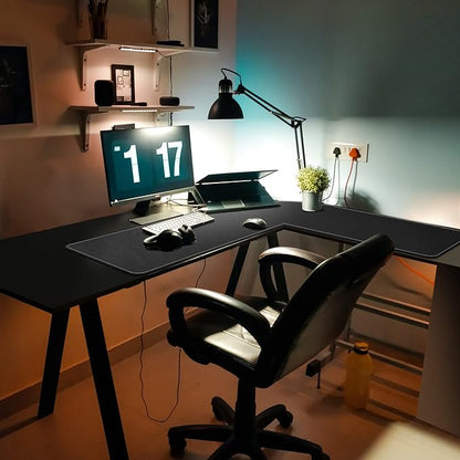 Mydours XXL 46"x46"x16" L Shaped Desk Mat, Extra Large L Shaped Desk Pad with Smooth PU Leather Surface & Suede Base, L Shaped Mouse Pad for Home Office Desks, Office Desk Workstation (Black)