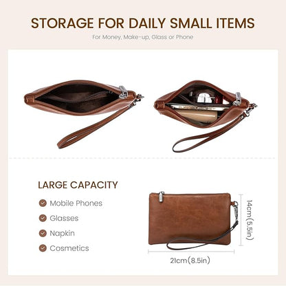 LOVEVOOK Laptop Tote Bag for Women, 17.3 Inch Large Capacity Vintage Leather Work Computer Bag, Business Casual Shoulder Handbag, Dark Brown