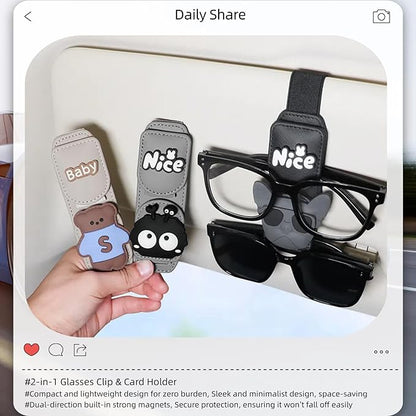 Car Sunglasses Holder Eyeglass Clip with Sun Visor Storage for Cards Magnetic Eyewear Clamp Car Decor