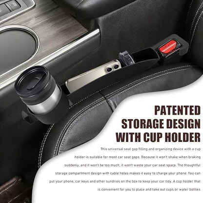 2PCS Car Seat Gap Filler Organizer, Console Side Organizer, Seats Gap Organizer with Phone Holder, Multifunctional Car Seat Filler Gap Space Prevents Things Dropping for Most Vehicles (Black)