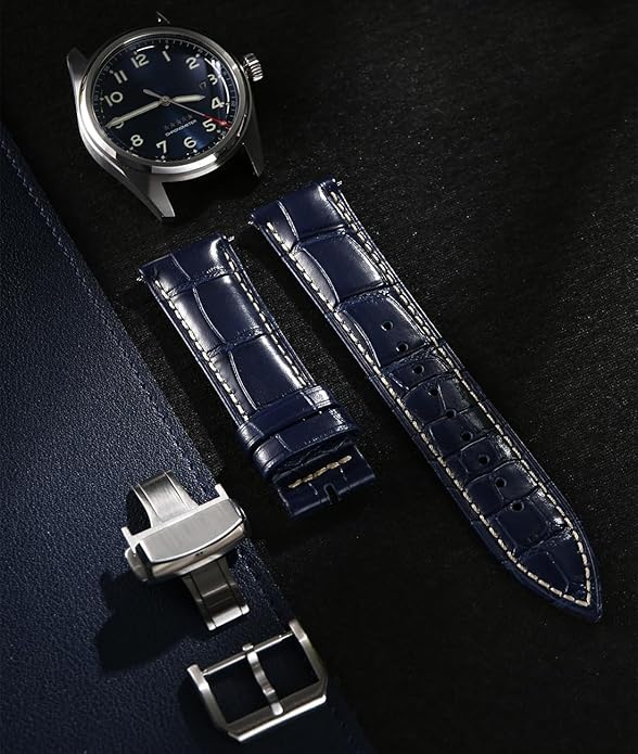 REZERO Leather Watch Bands for Men, Quick Release Watch Straps, Luxury Italian Alligator Grain Embossed Band Replacements 19mm 20mm 21mm 22mm
