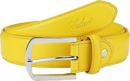 Falari Men Genuine Leather Casual Dress Belt With Single Prong Buckle, Classic Style Belt