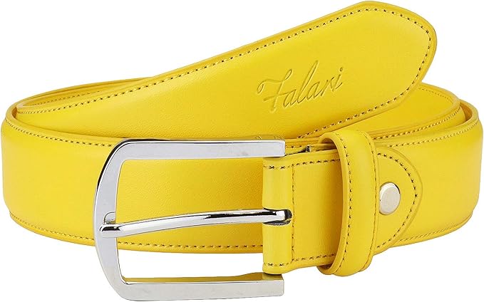 Falari Men Genuine Leather Casual Dress Belt With Single Prong Buckle, Classic Style Belt