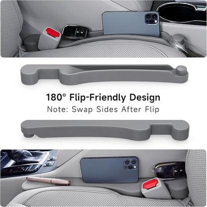 Givifive Car Seat Gap Filler Set of 2, 3IN1 Seat Side Gap Filler Plug with Storage Slot & Hook Function, Soft Foam Universal Fit Car SUV Truck Fill Gap Between Seats Console Organizer（Narrow Gray）