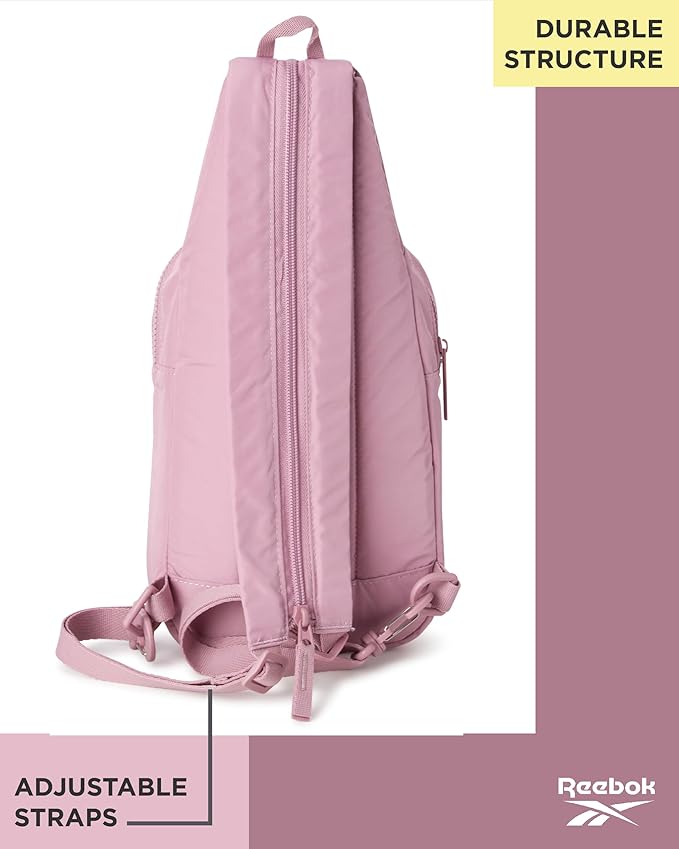 Reebok Unisex Crossbody Sling Bags – Compact Convertible Strap Cross Body Bag Travel Sling Bag - Gym & Travel Essential, Cosmos Infused Lilac