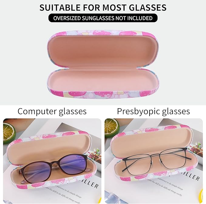 PERFECTSIGHT Hard Shell Eyeglasses Case, PU Leather Protective Glasses Case, Cute Eyeglass Case for Women Men Girls