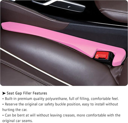 Junecarp Car Seat Gap Filler 2 Pack,Car Gap Filler Organizer to Impede Items from Dropping,Essential Interior Car Accessories Seat Gap Plug (Pink)