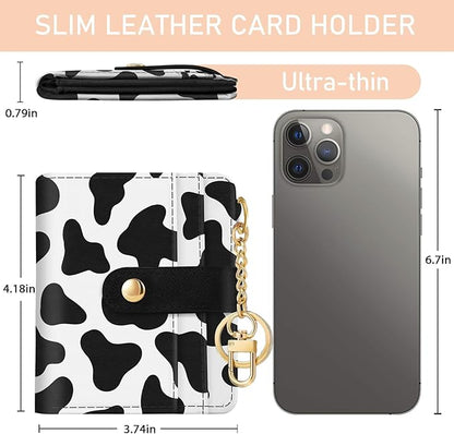 Jogjam Cow Print Rfid Women Wallet, Small Slim Thin Credit Card Wallet, PU Leather Bifold Cash Zipper Coin Pocket ID Window for Female Ladies Teen Girls Girly