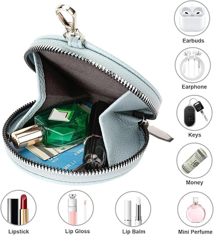 FALAN MULE Coin Purse Small Leather Pouch Wallet Round Zipper Change Pouch for Women