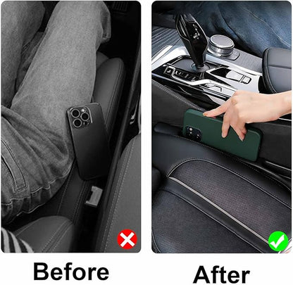 KUWSEIY 2 Pack Car Seat Gap Filler, No-Drop Seat Side Gap Seam Filler Organizer with Phone Holder, Universal Fit Fill The Gap Between Seat and Console, Auto Accessories for SUV Truck Sedan