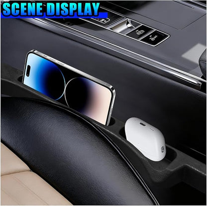 2PCS Car Seat Gap Filler Organizer, Multifunctional Car Gap Stopper Between Seat & Console Prevent Things Drop, Universal Vehicle Interior Phone Holder Accessories for SUVs Trucks (Black)